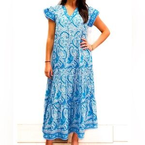 NWOT Women’s La Plage Bailey Effervescent Paisley Turquoise Maxi Dress Size XL